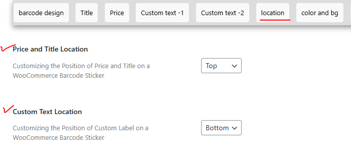 Position Settings for Barcode Sticker Elements